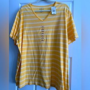 Yellow striped plus size tee shirt